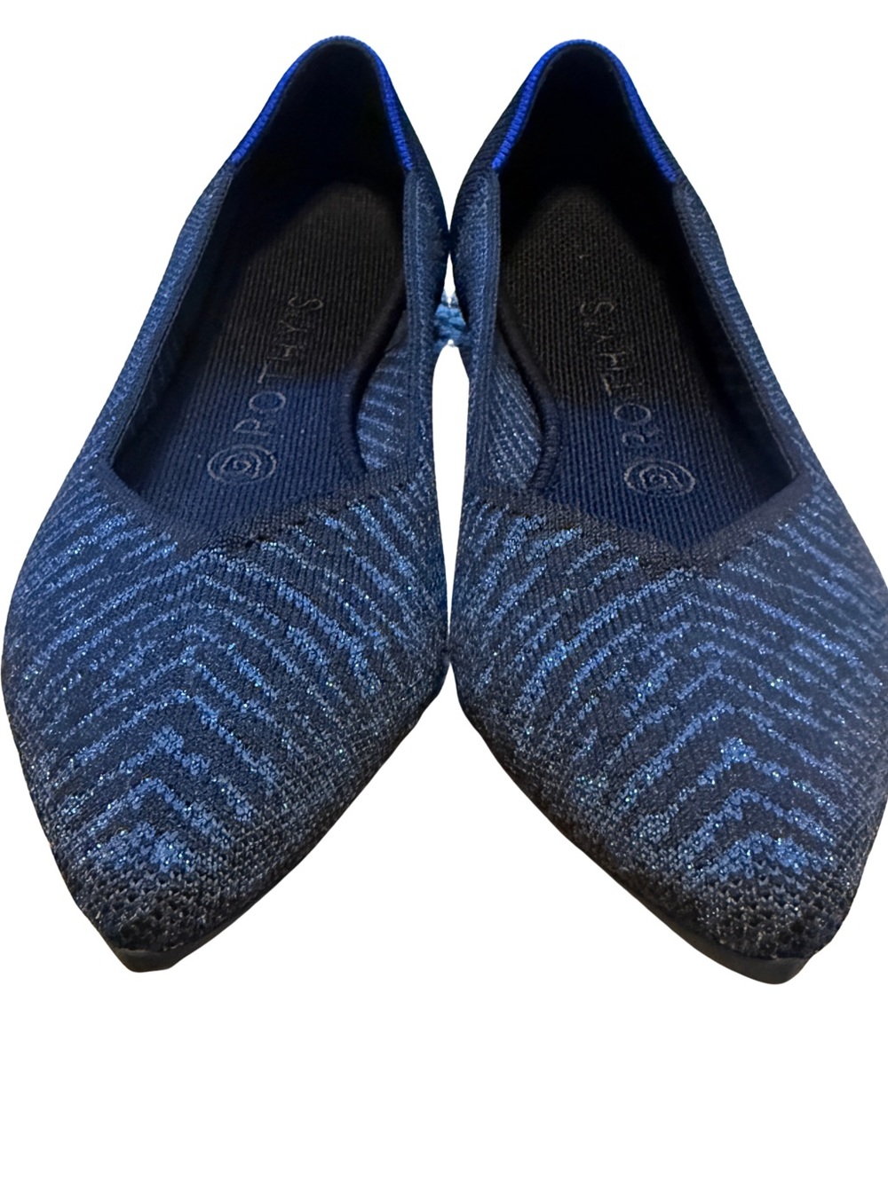 Rothy's Navy & Black Pointed Knit Flats Women’s 7.5 - Picture 2 of 10